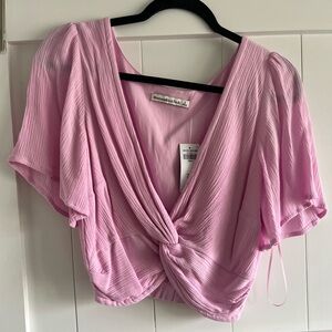 NWT - Abercrombie- Pink Criss Cross Crop Top- Size Small